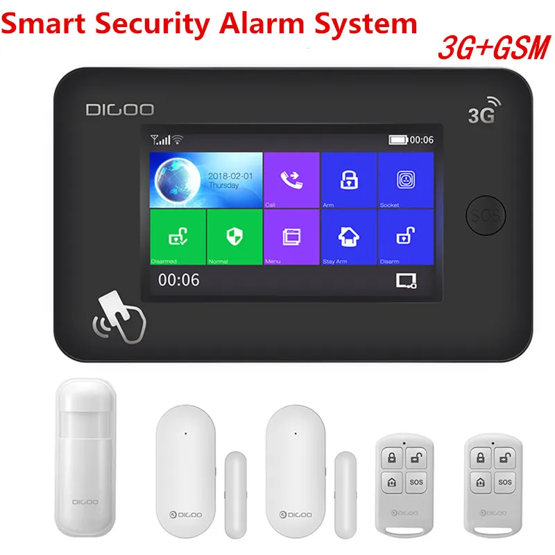 

New 2G/3G Version Smart Home Security Alarm System Kits Remote Control Support APP Control Amazon Alexa - EU / UK Card Slot