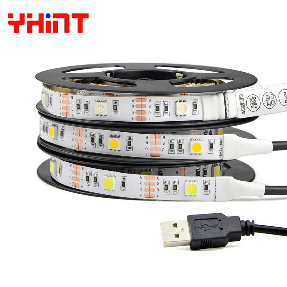 5 в USB Power 5050 30 светодиодов/м белая/теплая белая светодиодная лента 0 м 1 2