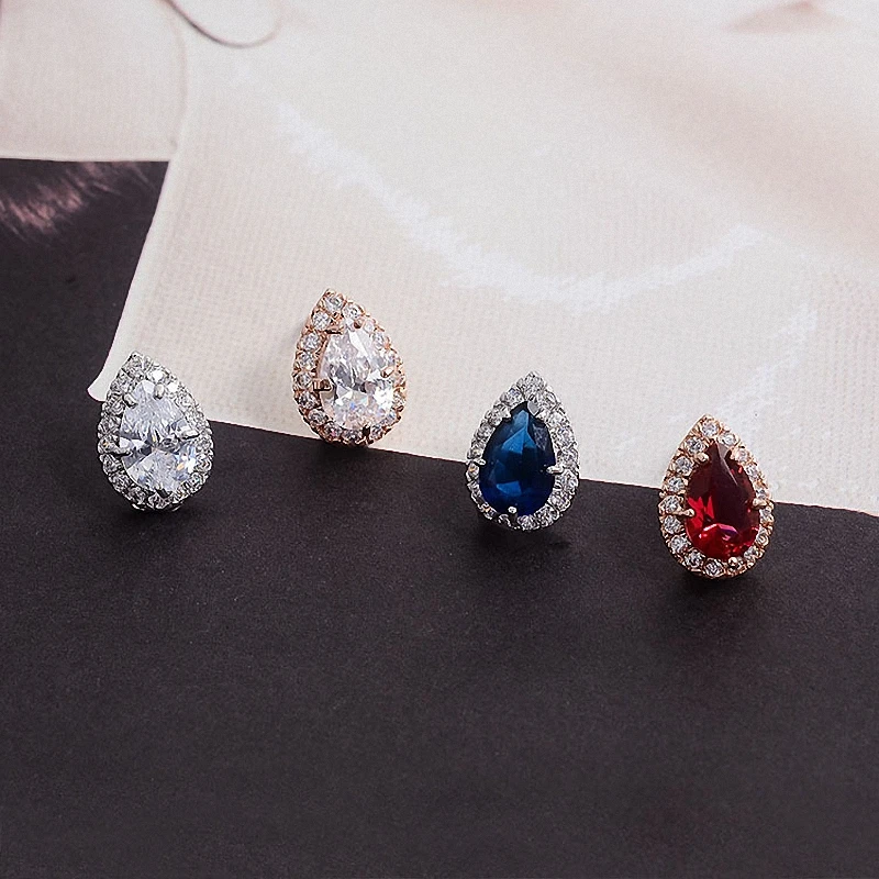 Waterdrop Zircon Stud Earrings AAA Pear Cut Cubic Zirconia Piercing Earring Jewelry Women Office Daily Ear Pins Bijoux Evening | Украшения