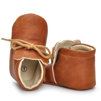 

Baby Infant Toddler Boys Girls Shoes Prewalker Solid Khaki Bear New Soft Sole Ankle Leather
