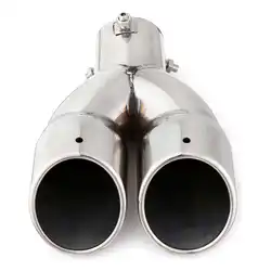 63 мм Универсальный Серебряный Нержавеющая сталь хромированный смеситель выход глушитель наконечник на выхлопную трубу конец отделкой
