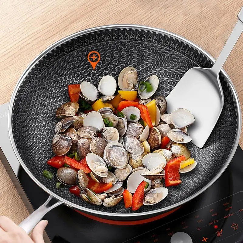

No Oil Smoke Non - Stick Pan Flat Bottom Home Cooking Pot 304 Three - Layer Stainless Steel Gas Cooker Universal Non - Stick Pan