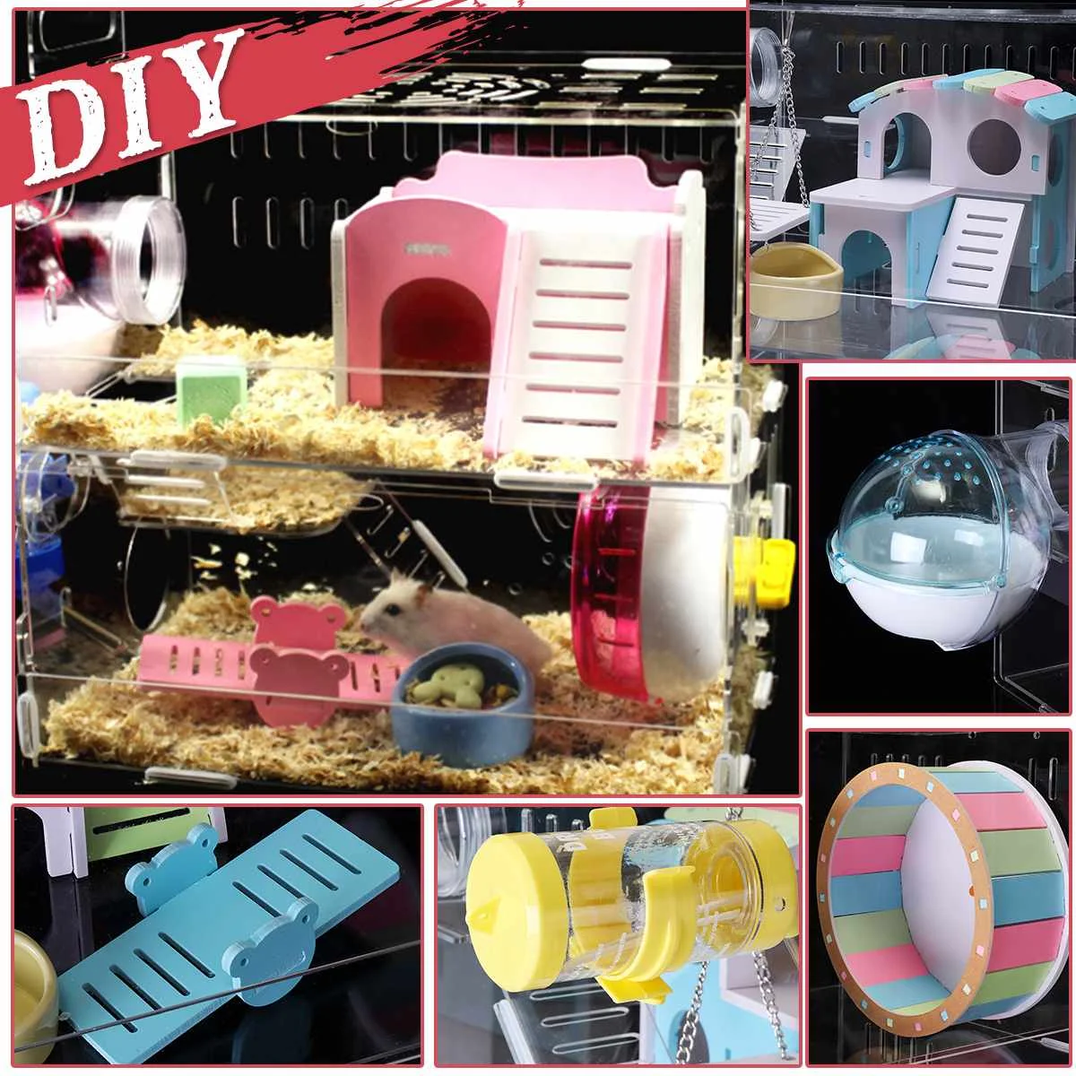 

40x40x30cm Large Double Layer Luxury Hamster Cage Clear 2 Layer Small Pets Funny Guinea Castle Rat House Toy Bed