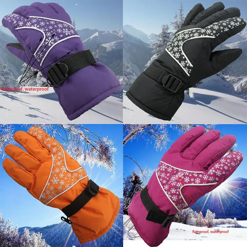 

New Winter Waterproof Windproof Ski Gloves For Female Keep Warm Non Slip Snow Board Gloves Purple Black Red Yellow