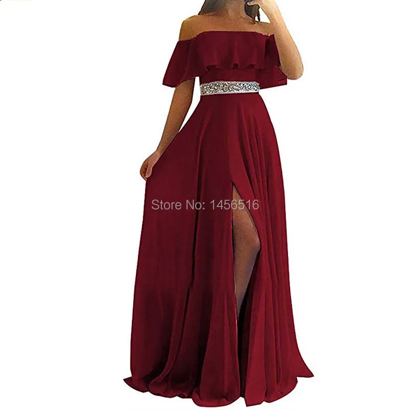 Sexy Strapless Light Blue Evening Dresses Long 2019 Chiffon off the Shoulder A-line Prom Dress Women Party Gowns robe de soiree