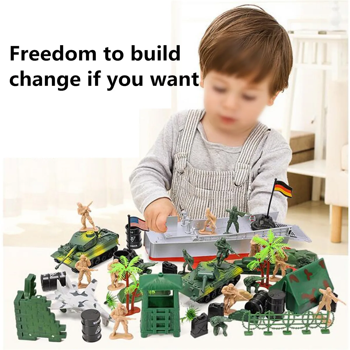 

70pcs DIY Military Playset Plastic Model Kid Toys Soldiers Figures & Accessories Army Men Action Figure Toys For Children Boys