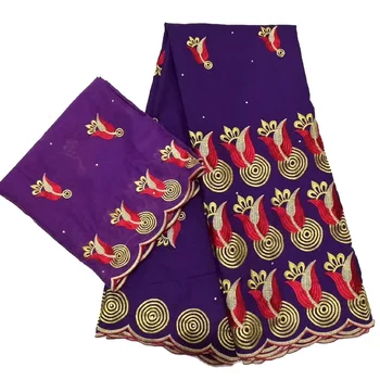 

Latest purple cotton broderie african swiss voile lace high quality embroidered cotton lace with sari fabric for sewing