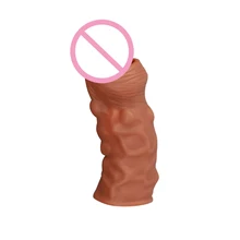 Reusable Penis Sleeve For Male Extender Enlargement Condoms For Men Dildo Enhancer Realistic Condom Intimate Goods