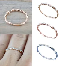 Bande or charme femmes mode fiançailles anniversaire vague anneau mariage torsadé 1PC chaud Jwelry cadeau(China)