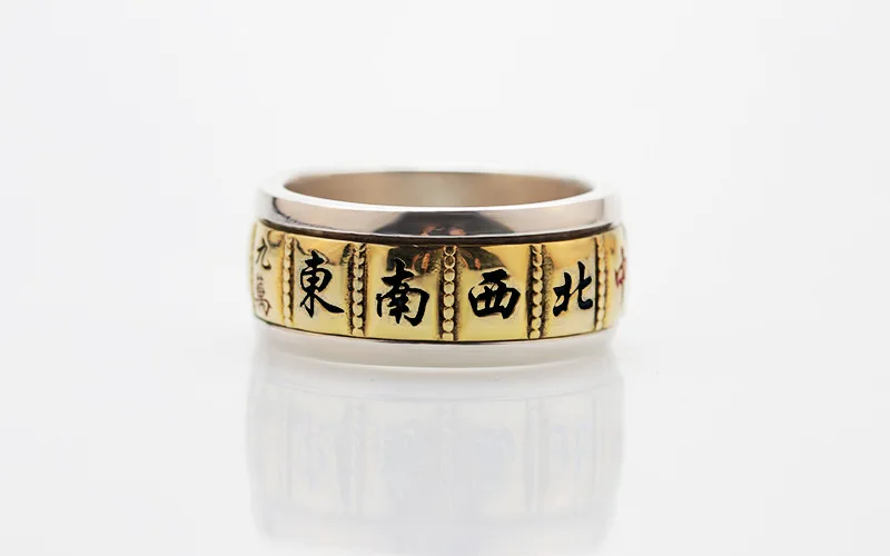 

Personality Trend Restore Ways Trill Mahjong Thirteen So Ring men Anti Corruption Storm Can Rotating Pure Silver jewelry vintage