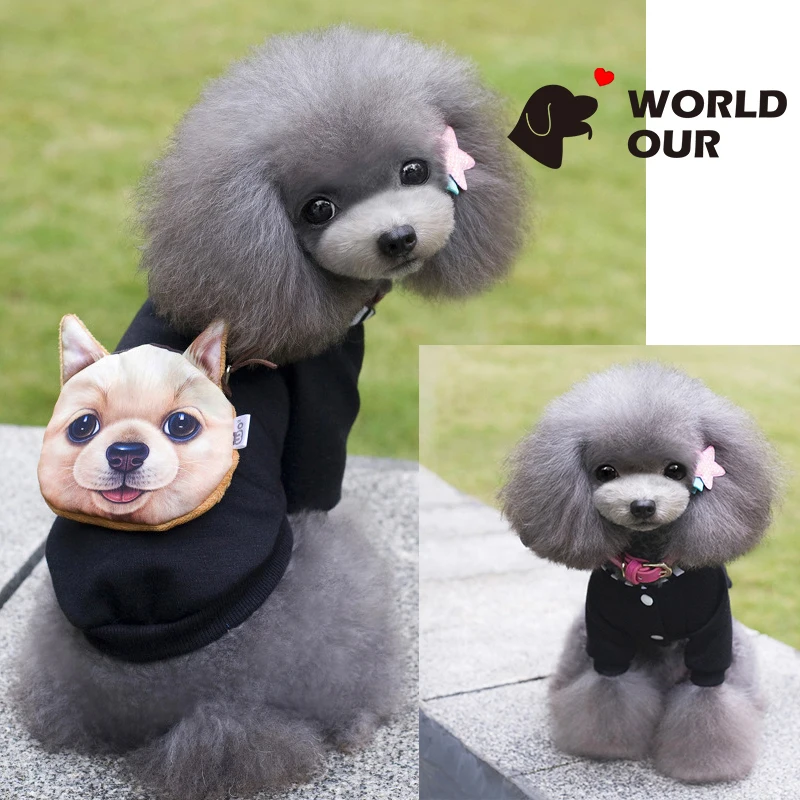 World 3D голова собака одежда флис для щенков спирнг зимняя домашних животных щенок