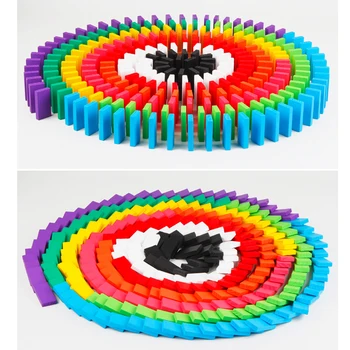 

120/240pcs Domino Blocks Wooden Domino Blocks Rainbow Kits Bright Dominoes Games Educational Toys For Kid Gift High Quality