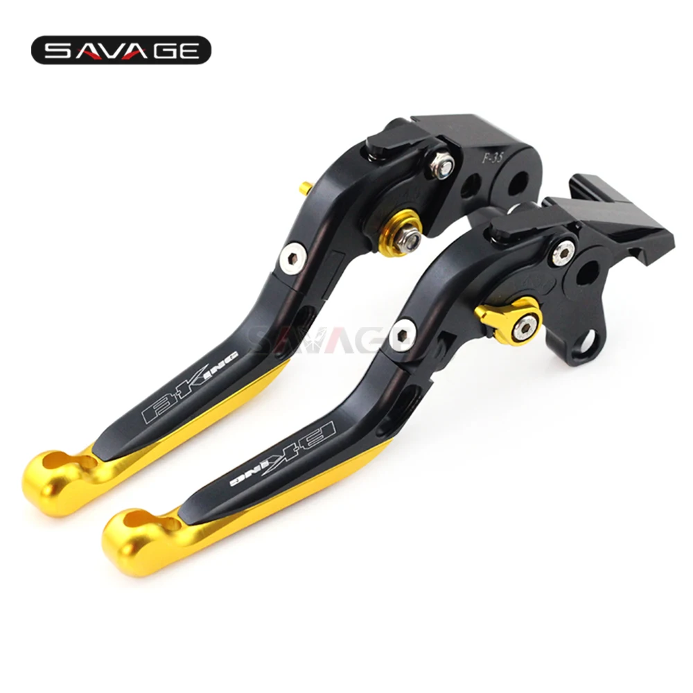

Brake Clutch Lever For SUZUKI GSX1300 BKING 2008-2011 Black+Gold Motorcycle Adjustable Folding Extendable logo B-KING