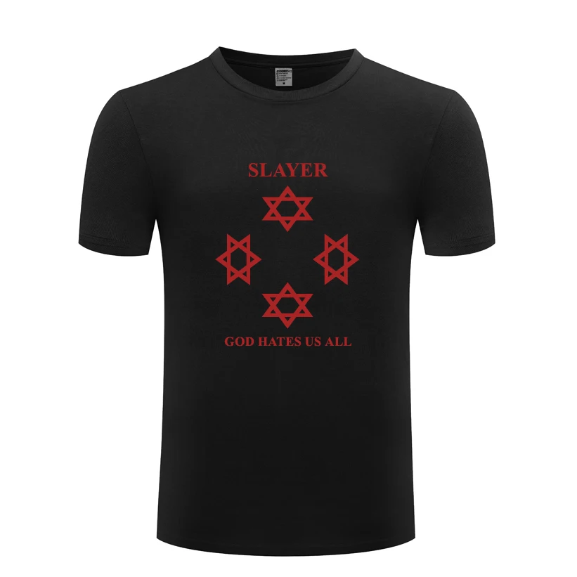 Мужская футболка с круглым вырезом God faties Us All Slayer Повседневная хлопковая