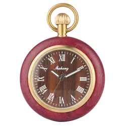 Кварц красный деревянные карманные часы для влюбленных, Белый в римском стиле ожерелье с цифрами карманные часы для пары, стильный