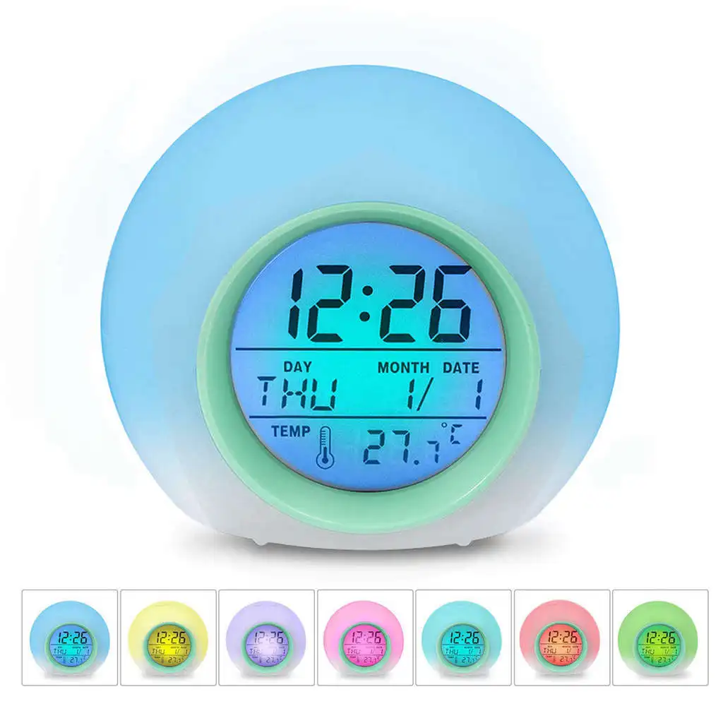 

HOT Kids Alarm Clock - Wake Up Light Digital Clock With 7 Colors Changing, Press Control And Snooze Function For Bedrooms