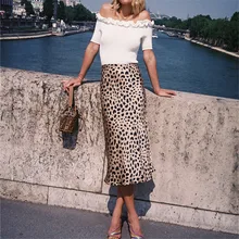 Летние женские сексуальные Сатиновые повседневные Мягкие Гладкие юбки с леопардовым принтом, юбка слим с высокой талией, уличная Ретро мода, Юбки миди