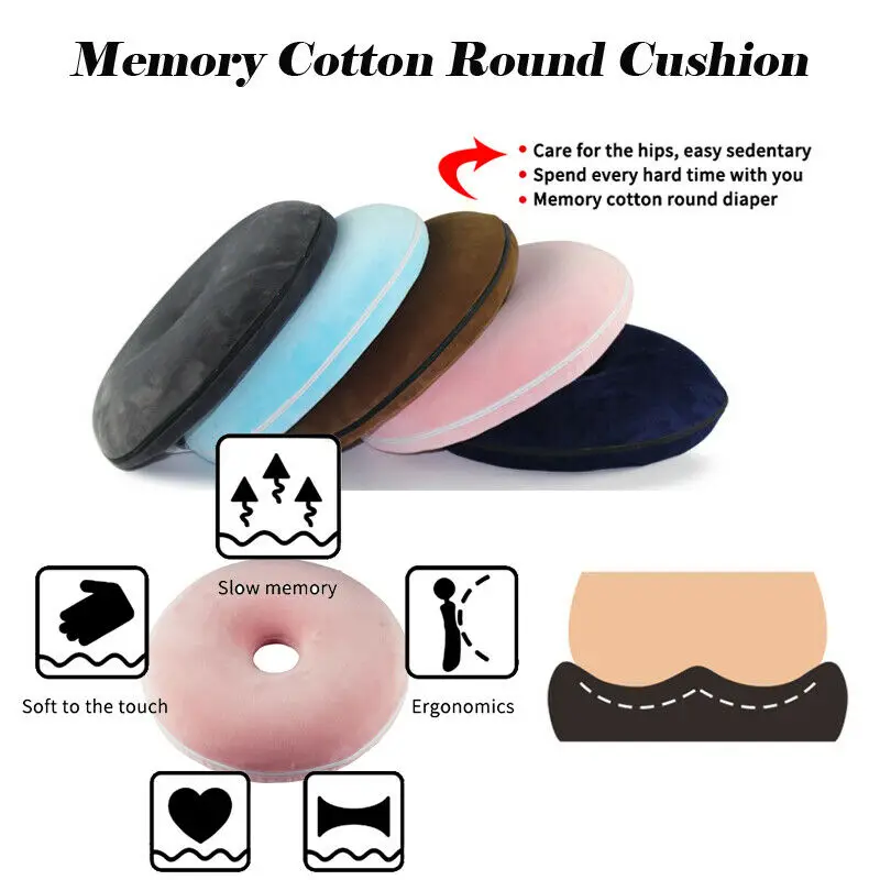 

2019 Newest Memory Foam Coccyx Orthoped Seat Cushion Back Support Lumbar Pain Relief Pillow Cushion