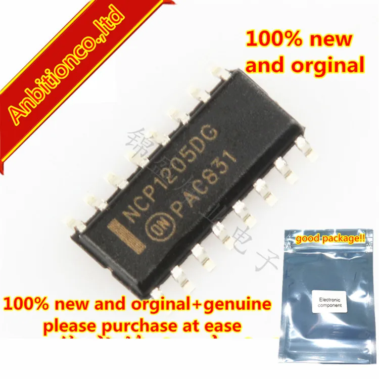 

5pcs 100% new and orginal NCP1205DR2G NCP1205DG SOP-16 Single Ended PWM Controller Featuring QR Operation and Soft Fre in stock