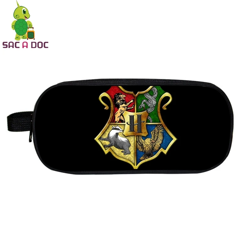 

Harri Potter Hogwart Deathly Hallows Cosmetic Bags Double Layer Pencil Box Kids Stationery Storage Bags Boys Girls Makeup Bag