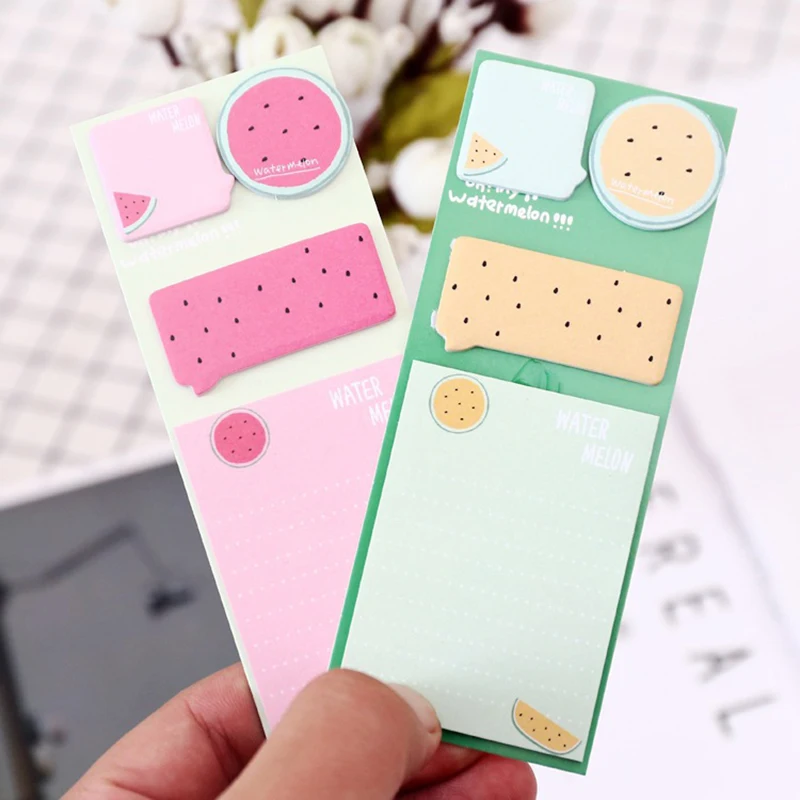 

2pcs Watermelon Sliced Sticky Notes Notecard Notepad w16 Student Supply Lovely Sticker Photo Album Label Message Bookmarks