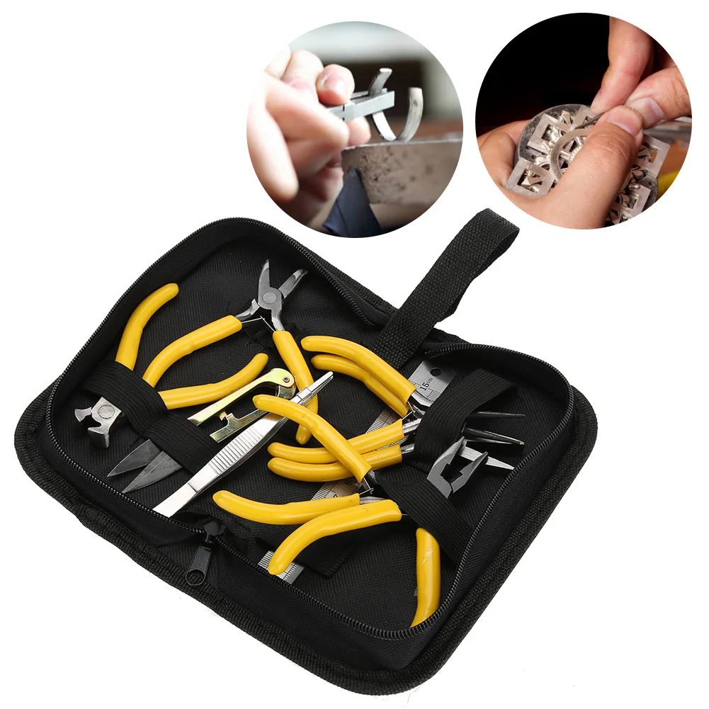 

Professional 9 Pcs Watch Repair Tool Pliers Tweezers Ruler Scissors Kit with bag durable Jewelry Accessories tool for watchmaker