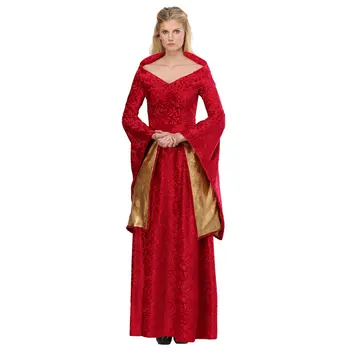 

High-quality Adult Historical Themed Noble Lion Queen Women's Halloween Cosplay Costume Bright Red Fancy Dress