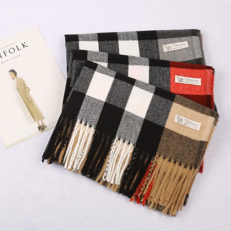 

Jinjin.QC England Plaid Scarf Winter Cashmere Scarves and Wraps Echarpe Foulard Femme Blanket Pashmina Drop Shipping