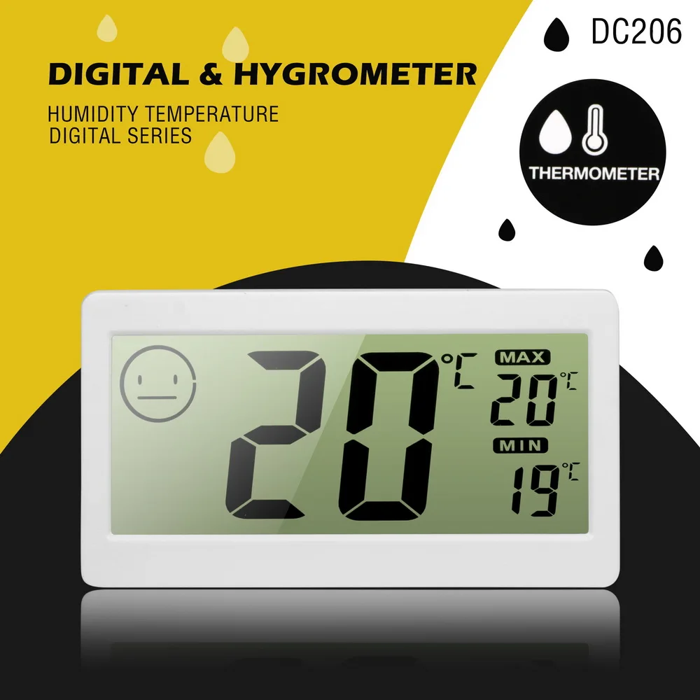 

Mini DC206 Electronic thermometer Humidity Display LCD Digital Sensor Humidity Household Household Thermometers