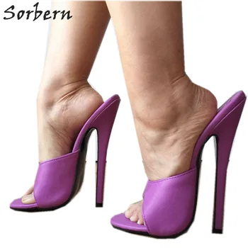 

Sorbern Fashion Violet Slippers Women Open Toe Spike High Heel Slides Ladies Summer Style Slip On Shoes Women Summer Style 2019