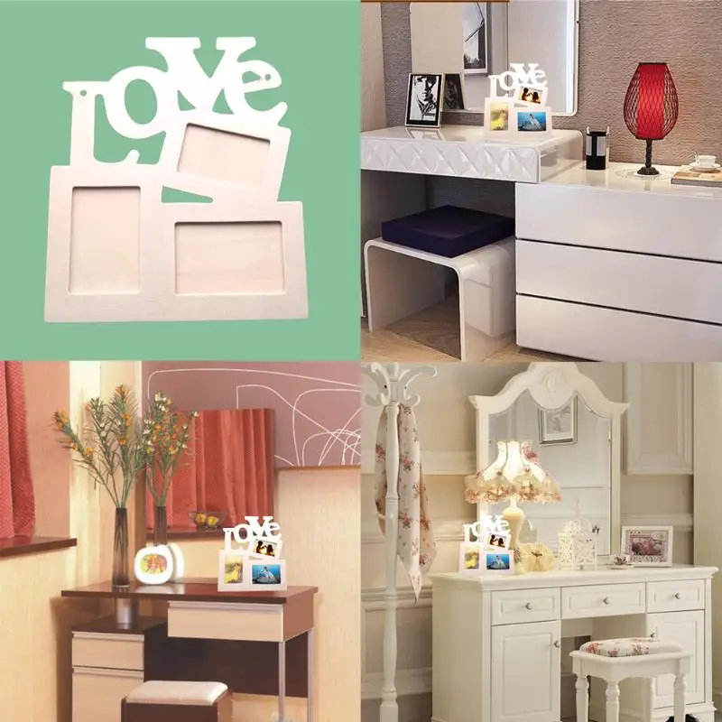 

1pc Wood Frame For Photo DIY Wall Photo Frame Poster Frame Hollow Tri-ply Wood Blank Love DIY Painting Picture Photo Frame