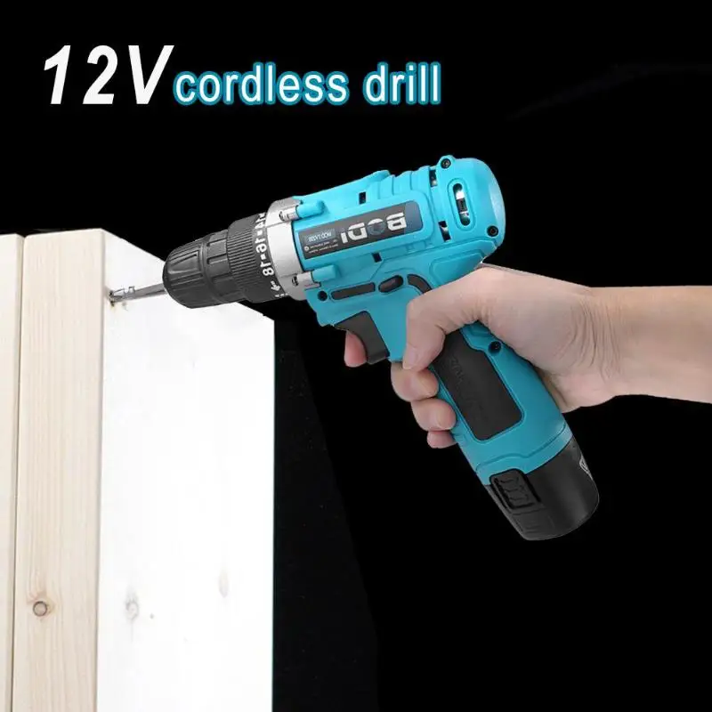 

Alloet 12V Electric Screwdriver Cordless Lithium Drill Impact Drill Household Multi-functional Power Driver ABS + alloy Materia