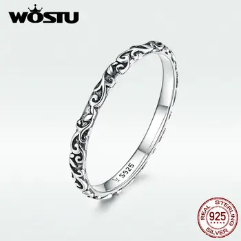 

WOSTU New Arrival 2 Color Finger Rings Original Authentic 925 Sterling Silver Retro Style Rings For Women Jewelry Gift DXR513