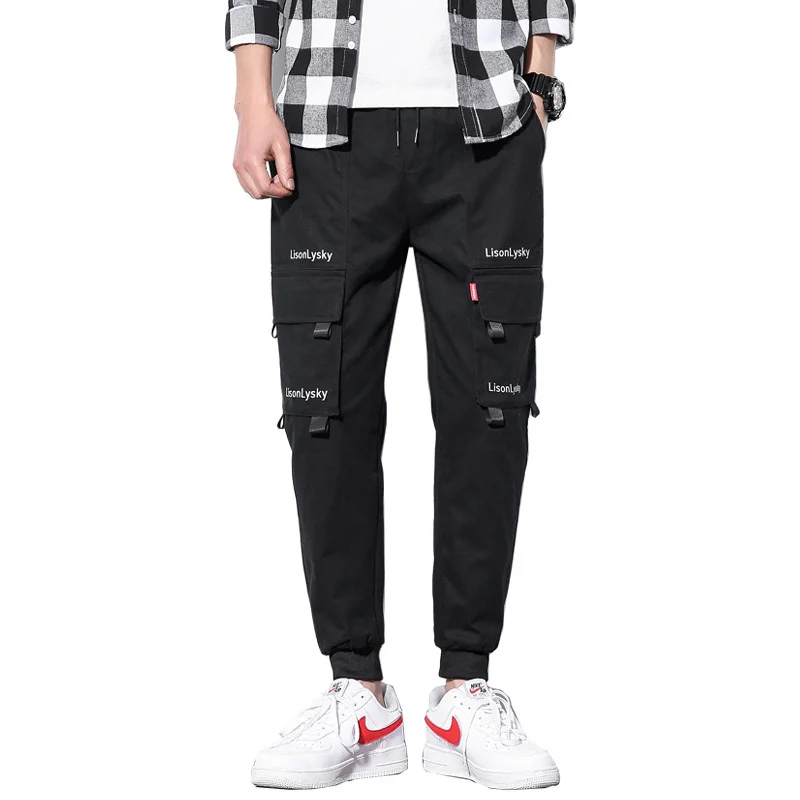 Men's trousers 2019 new spring overalls loose feet washed youth trend large size M-5XL trousers sports casual men's clothing