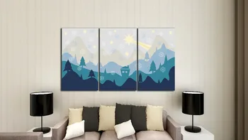 

Canvas Home Color Painting Modular HD Printing 3 Christmas Living Room Frescoes Digital Painting Posters Shipped 24 Hour