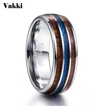 

8MM Wide Polished Abalone Shell Tungsten Carbide Rings Dome Triple Grooved Opal Tungsten Steel Ring Never Fade Big Size 7-12