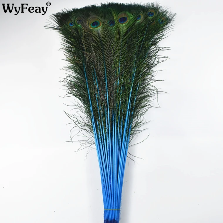 

Wholesale 200Pcs/Lot Natural Lake Blue Real Peacock Feathers 70-80CM/28-32" Peacock Feather for Crafts Wedding Decoration Plumes