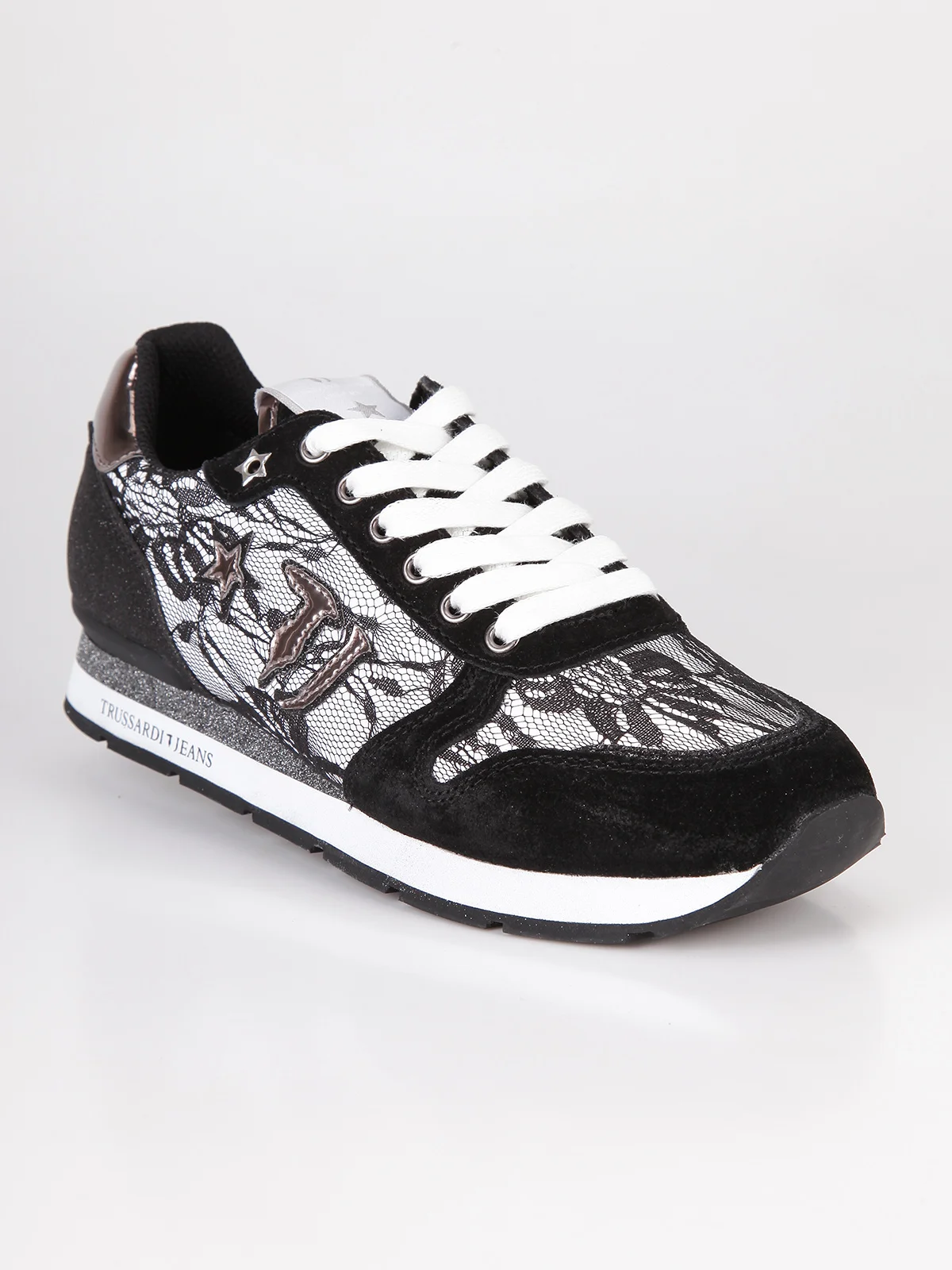 Trussadi Avec Dentelle Baskets Jeans noir Basses tq1gPZ