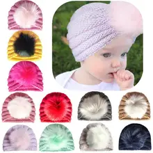 Newborn Toddler Kids Baby Boy Girl Turban Hat Beanie Hat Headwear Winter Autumn Warm Cap Knitting Children Beanie Caps Head Wrap striped rib knitting warm beanie hat
