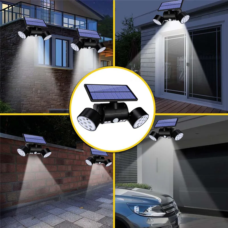 

New Waterproof Dual Head 30LED Solar Outdoor Wall Light Motion Sensor Spotlight For Outdoor Indoor Garden Yard Wall Spotlight