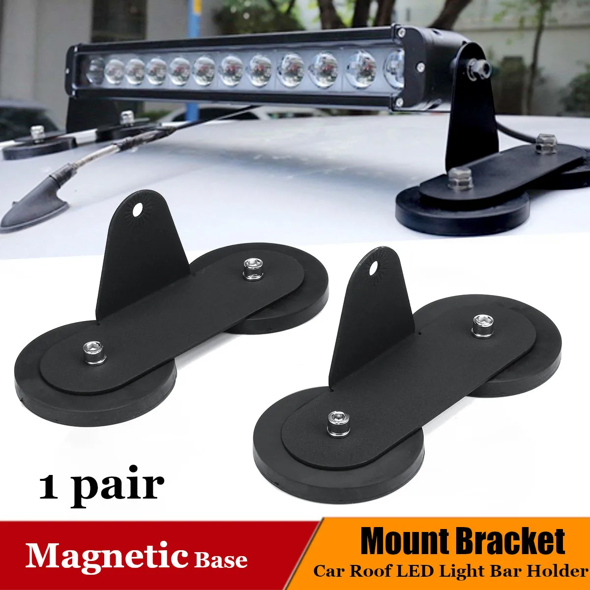 

2pcs Universal Car Roof LED Work Light Magnet Mount Bracket Holder Bar Lights Base Holder for Truck Trailer ATV