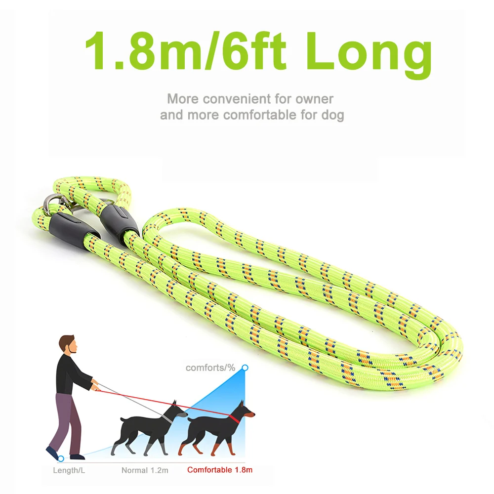 

Nylon Rope Dog Leash 6ft Long Walking Tracking Pet Leashes Metal Clasp Dog Chain Traction Rope for Dog Training Walking Outside