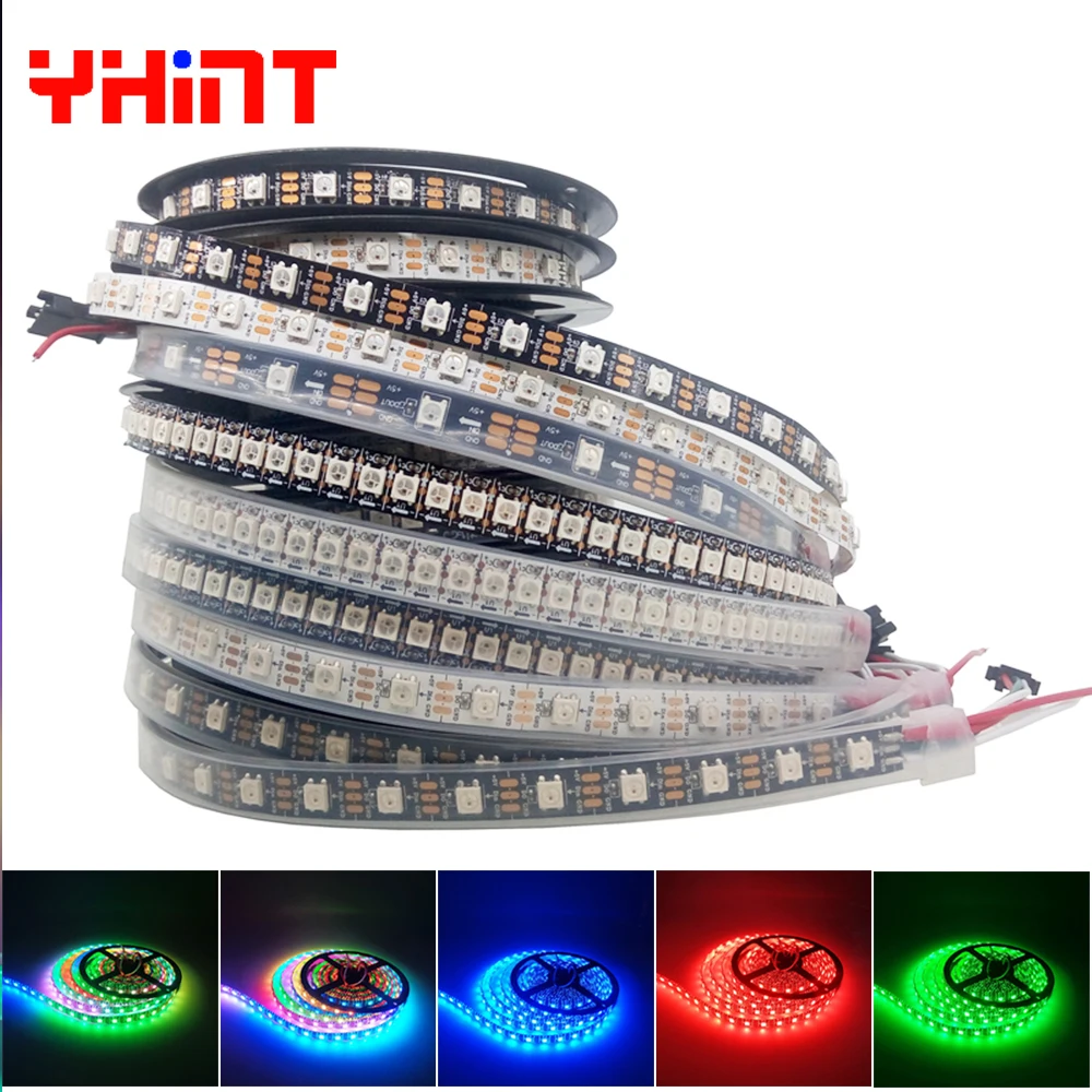 1m2m3m5m черный/белый печатных плат WS2812B IP30/IP65/IP67 30/60/74/96/144led на метр Смарт RGBW цвет интрига светодиодный пиксель striscia led полосы