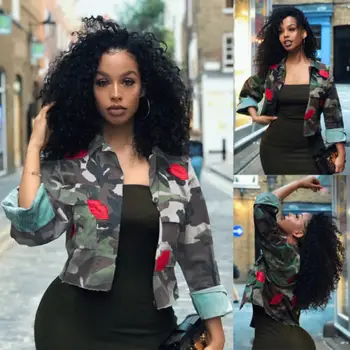 

HIRIGIN Fashion Womens Camo Ladies Military Army Short Jacket Autumn Outwear Coat Tops