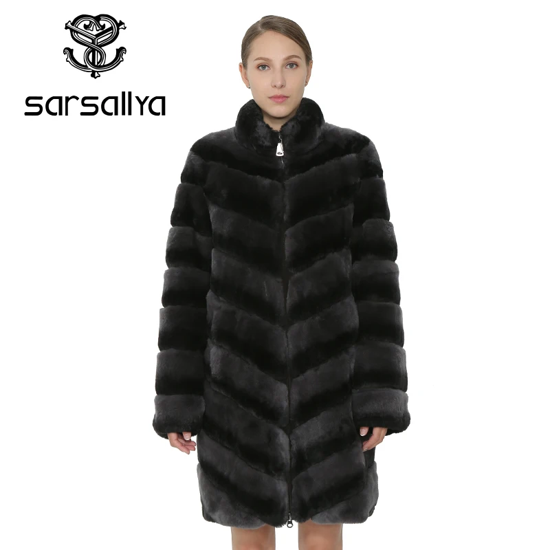 

SARSALLYAWomen Natural Rex Rabbit Fur Coat Thick Warm Real Fur Coat Womens Clothing Genuine Rabbit Fur Vest Jacket