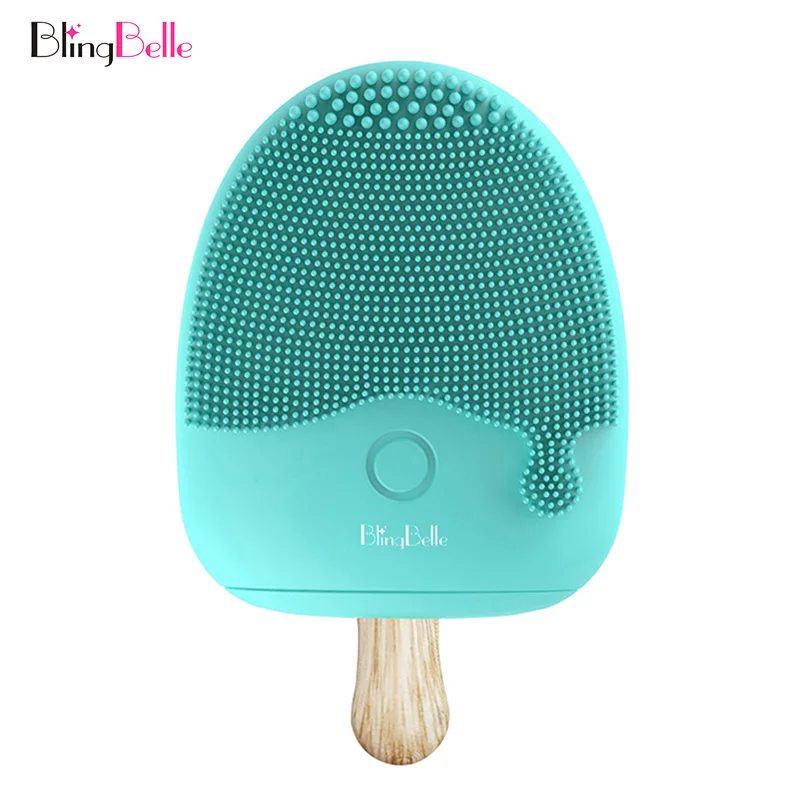 

BlingBelle Mini Electric Facial Cleansing Brush For washing 90 Days Using Ice cream FunnySilicone Facial Cleansing Brush BS-028