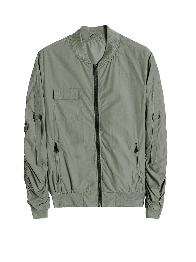 Pioneer Camp Spring New Mens Bomber Zipper Jackets Male Oversize Black Green Streetwear Regular Fit  Men Jacket AJK901579