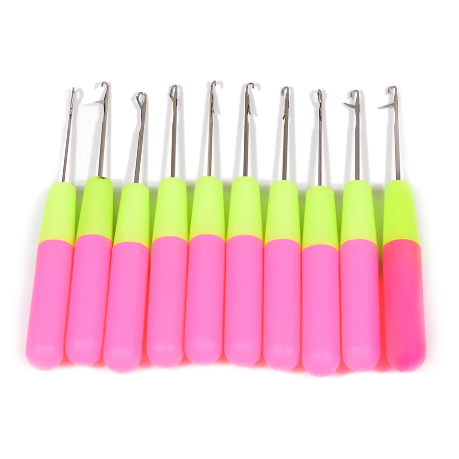 2 шт/лот 15 см ручка парик делая инструменты, розовый и лимонный цвет пластиковый, парик крючок для вязания крючок для наращивания человеческих волос