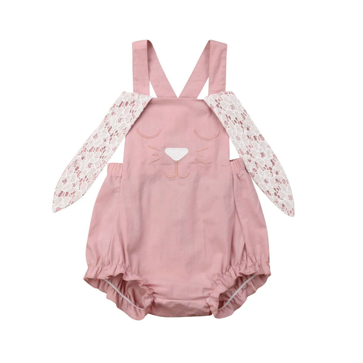 

Easter Newborn Baby Girl Sleeveless Backless Bunny Ear Baby Romper Jumpsuit One Pieces Outfits Summer Clothes