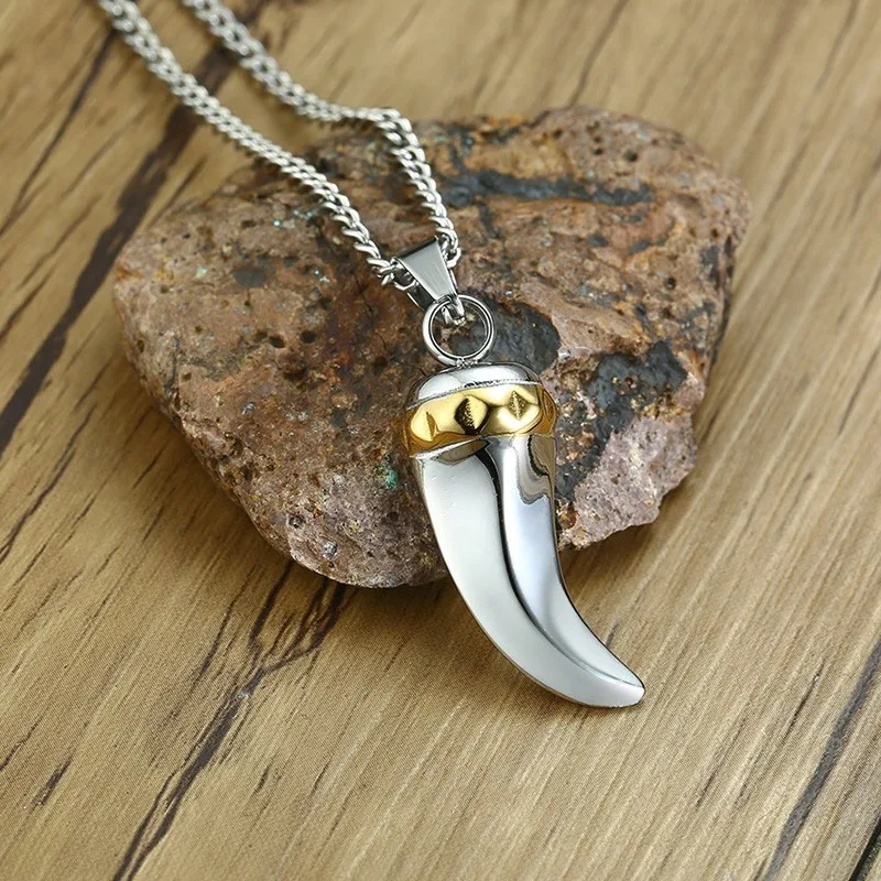 Мужская Двухцветная Подвеска из нержавеющей стали с зубом акулы волком подвеска